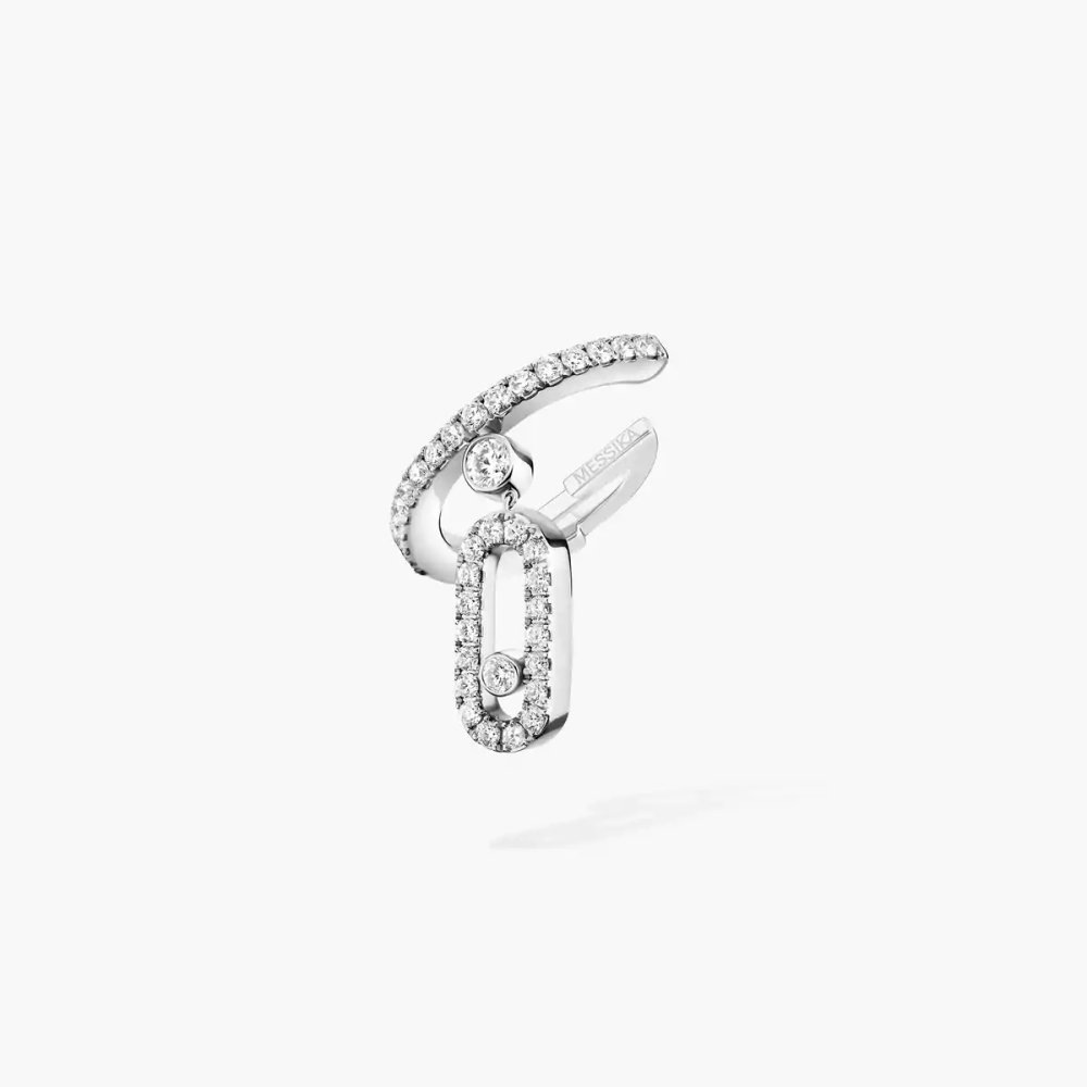 Move Uno Single Clip Pavé Drop Pendant Yellow Gold Diamond Earrings
