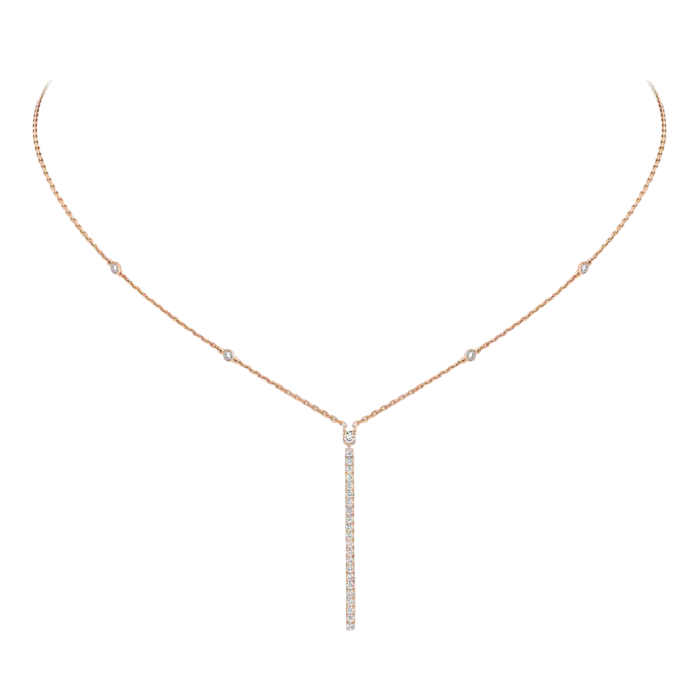 Gatsby Barrette Verticale Collier Diamant Or Rose