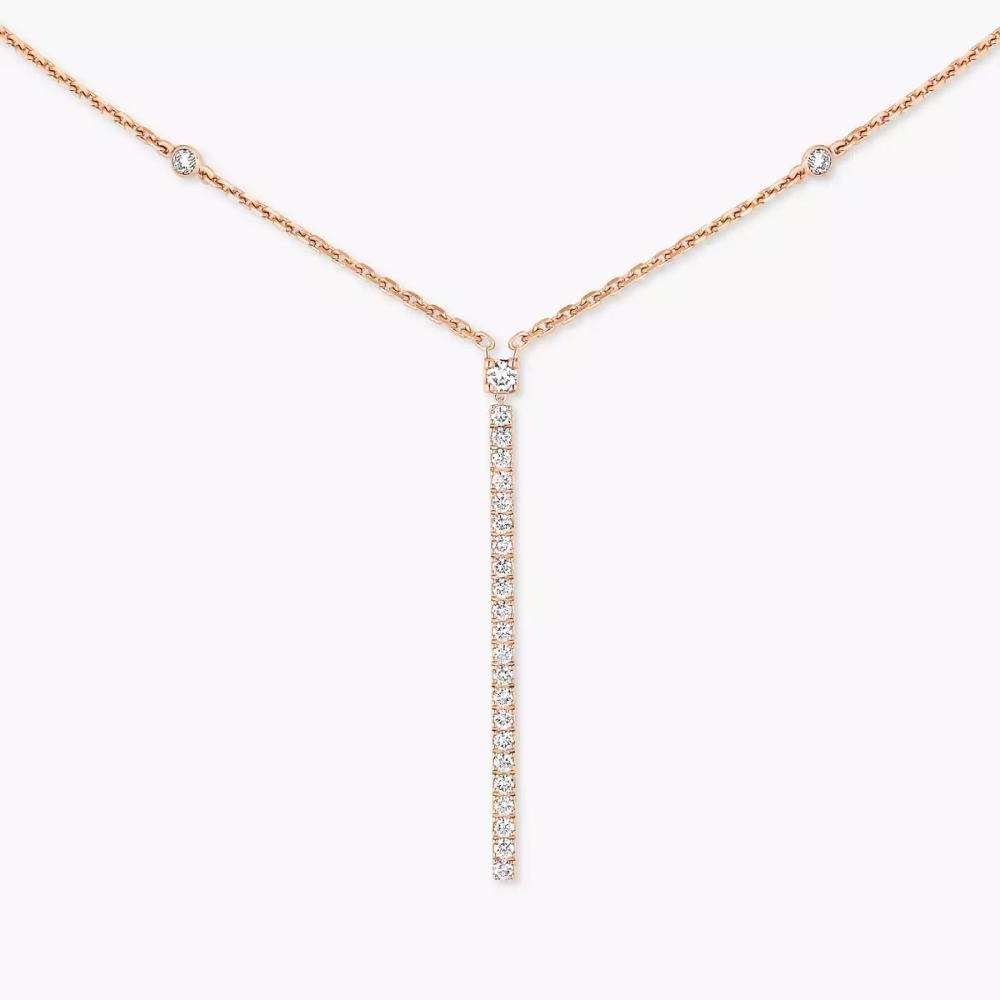 Gatsby Barrette Verticale Collier Diamant Or Rose