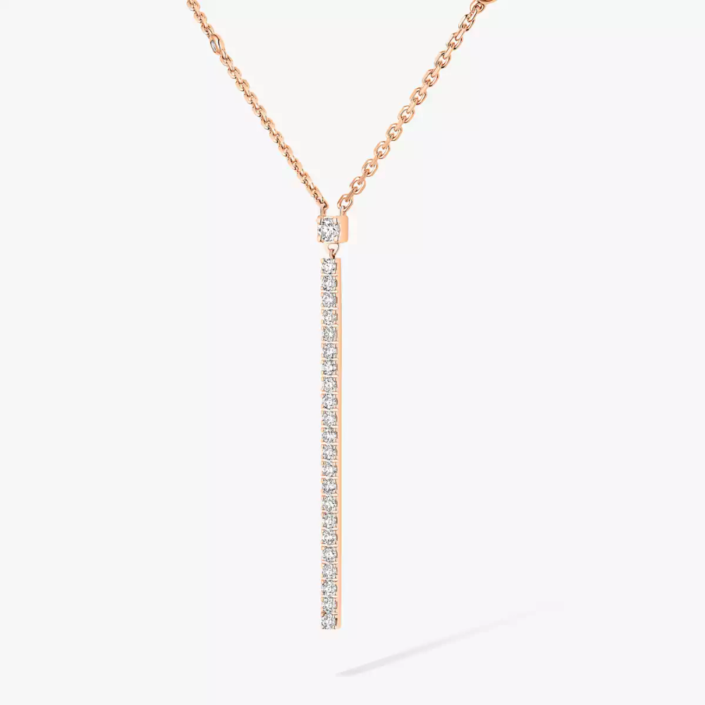 Gatsby Barrette Verticale Collier Diamant Or Rose