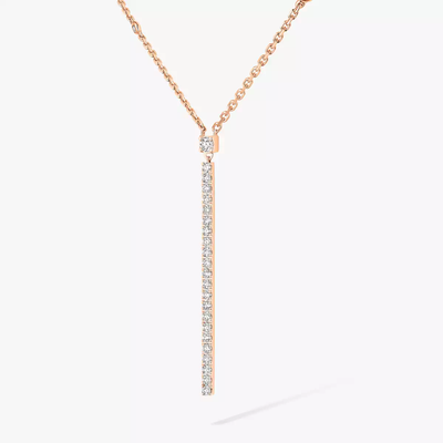 Gatsby Barrette Verticale Collier Diamant Or Rose