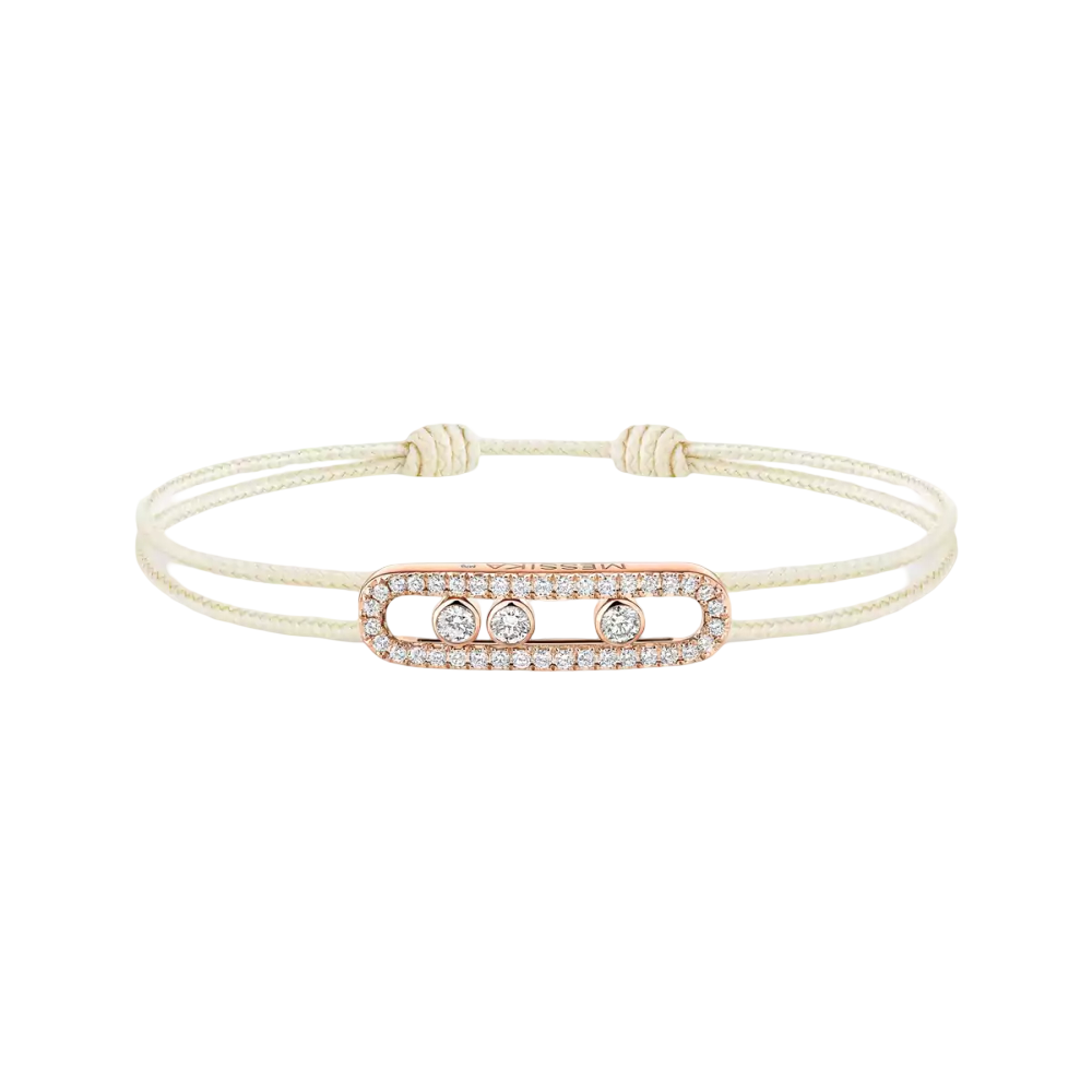 Messika CARE(S) Cream Cord Pavé Bracelet Pink Gold Diamond Bracelet