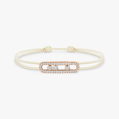 Pink Gold Diamond Bracelet Messika CARE(S) Cream Cord Pavé Bracelet