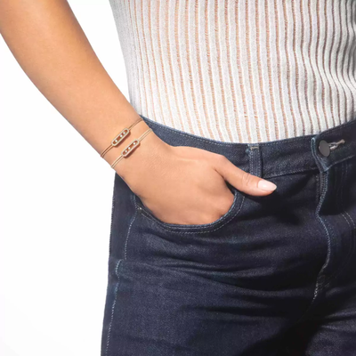 Messika CARE(S) Cream Cord Pavé Bracelet Pink Gold Diamond Bracelet