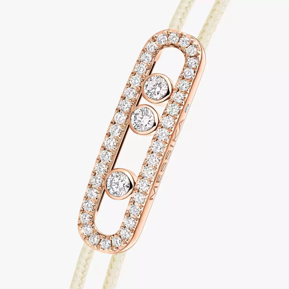 Messika CARE(S) Cream Cord Pavé Bracelet Pink Gold Diamond Bracelet