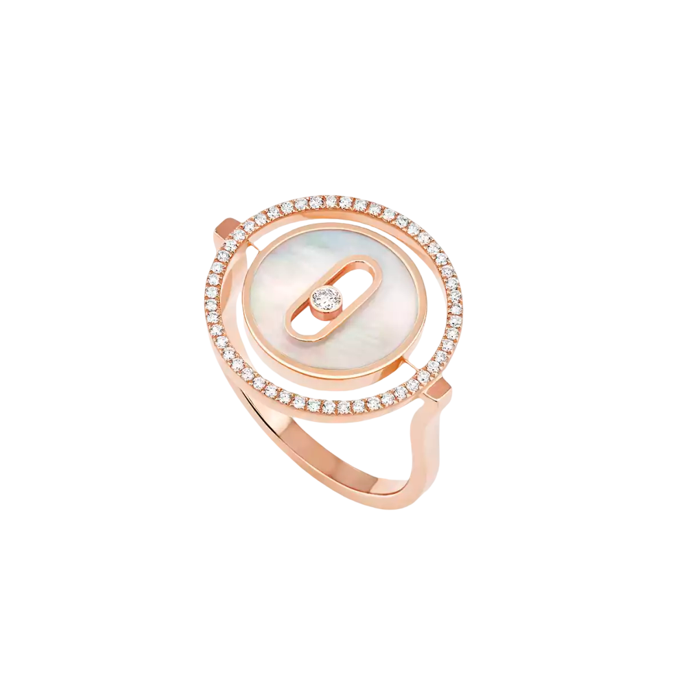 Bague Lucky Move PM Nacre Blanche Bague Diamant Or Rose