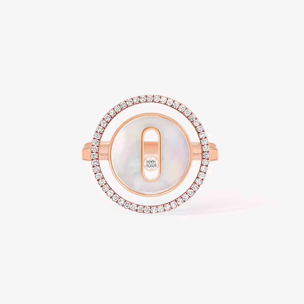 Bague Lucky Move PM Nacre Blanche Bague Diamant Or Rose