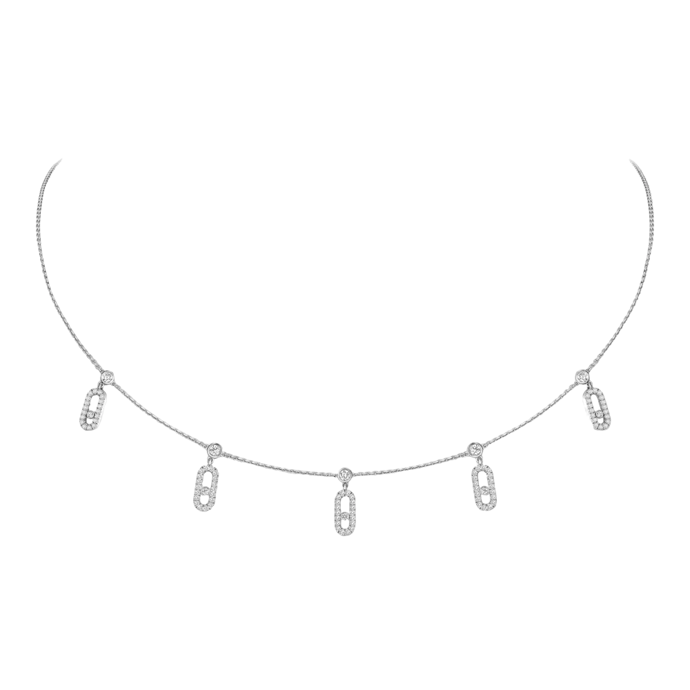 Choker Move Uno Pampille Pavé Collier Diamant Or Blanc
