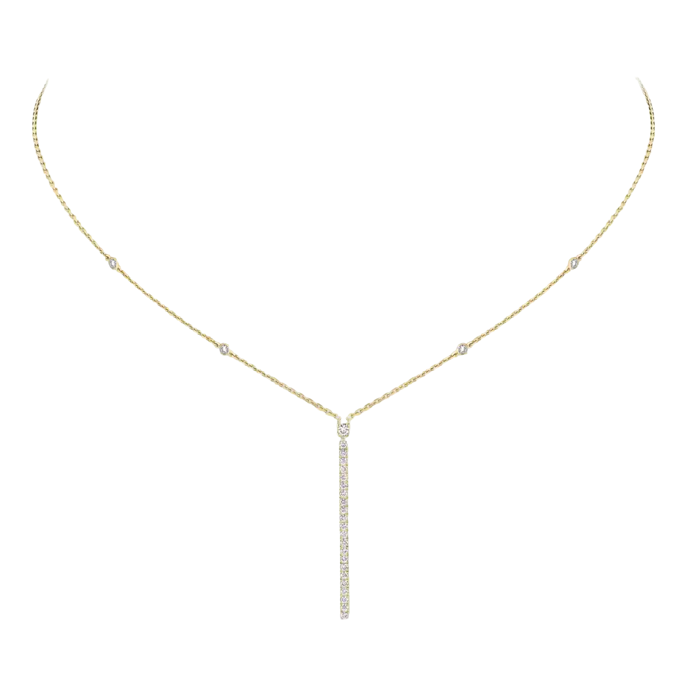 Gatsby Barrette Verticale Collier Diamant Or Jaune
