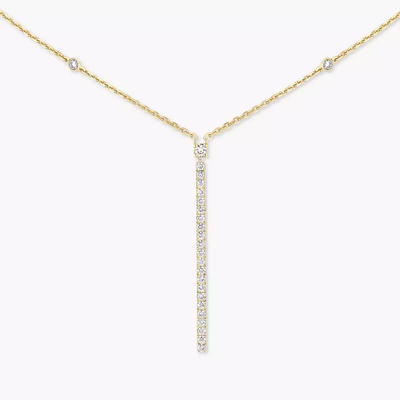 Gatsby Barrette Verticale Collier Diamant Or Jaune