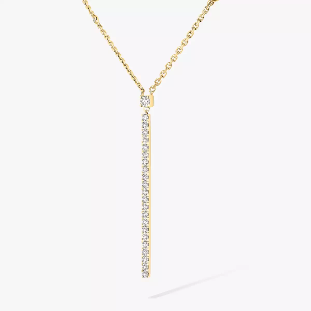 Gatsby Barrette Verticale Collier Diamant Or Jaune