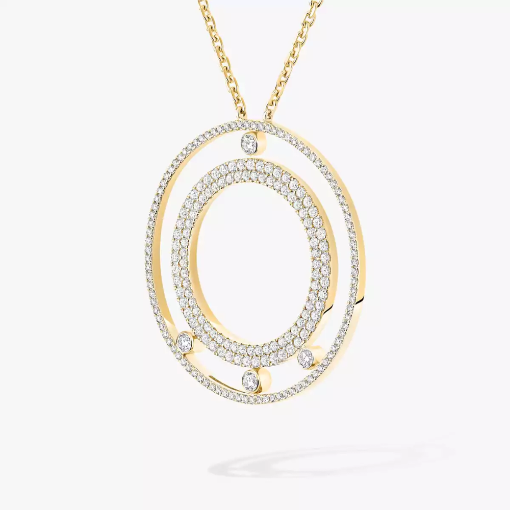 Collier Long Move Romane Pavé Collier Diamant Or Jaune