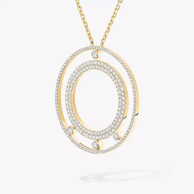 Collier Long Move Romane Pavé Collier Diamant Or Jaune