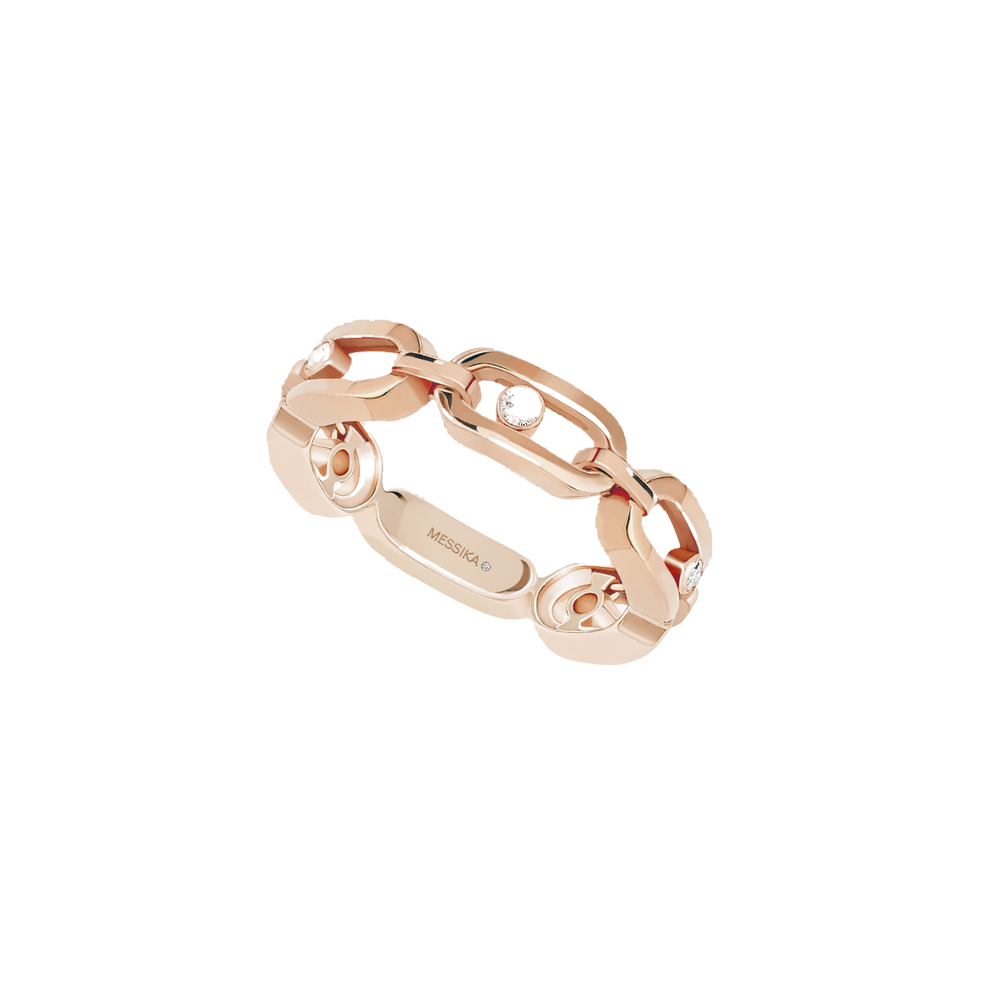 Pink Gold Diamond Ring Move Link Multi
