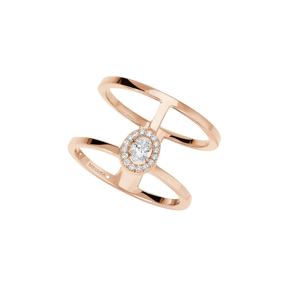 Pink Gold Diamond Ring Glam'Azone 2 Rows