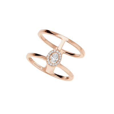 Pink Gold Diamond Ring Glam'Azone 2 Rows
