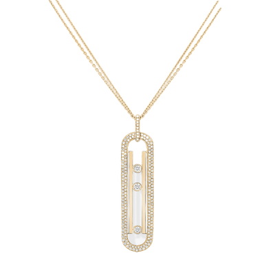 Yellow Gold Diamond Necklace Move 10th anniversary Long Lenght Necklace