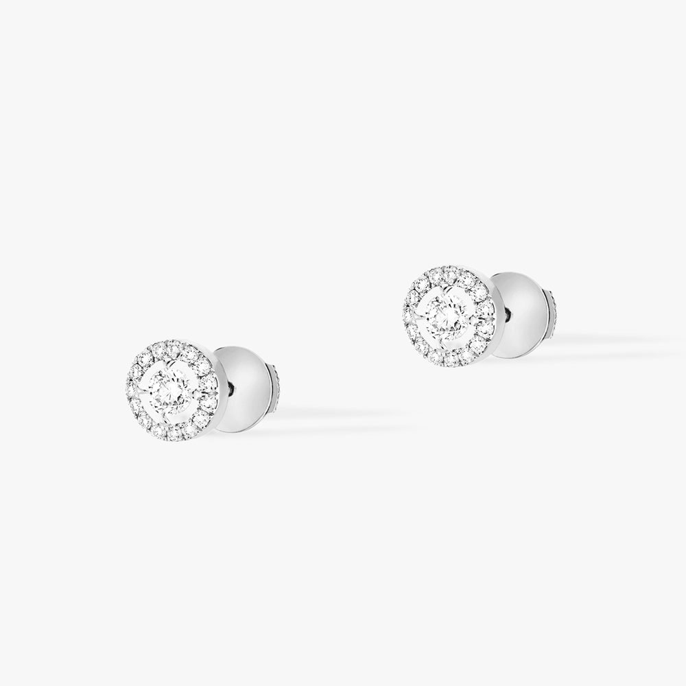 White Gold Diamond Earrings Joy Round Diamonds 0.10 ct x 2
