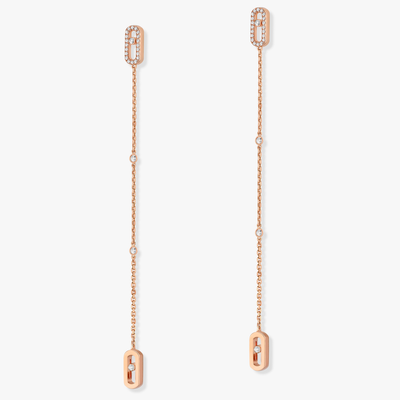Pink Gold Diamond Earrings Move Uno Pendant Earrings