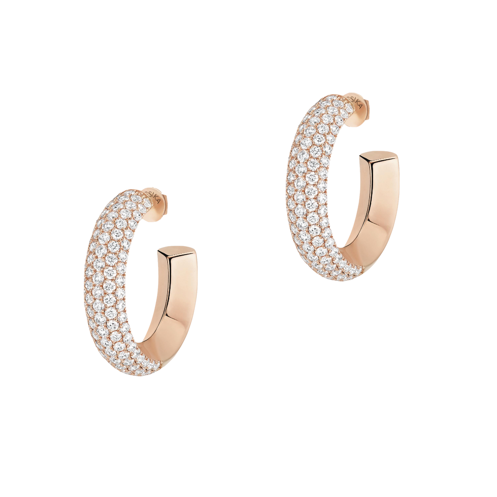 Pink Gold Diamond Earrings Divine Enigma SM hoop earrings