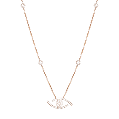 Pink Gold Diamond Necklace Lucky Eye Diamond Pavé Long Necklace