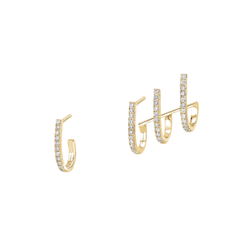 Yellow Gold Diamond Earrings Multi-Créoles Gatsby