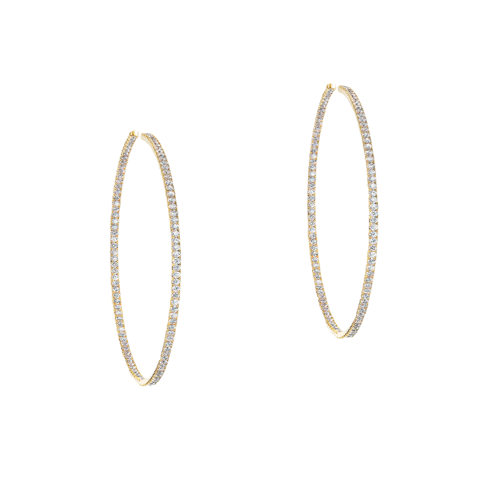 Yellow Gold Diamond Earrings Gatsby Small Hoop